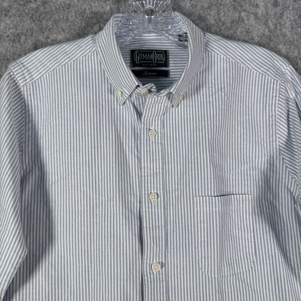Gitman Bros Sisters Shirt Womens Medium Blue Striped Long Sleeve Made In USA - Picture 4 of 12
